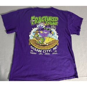Fractured Prune Donut Shoppe T Shirt Mens Large Purple Ocean City MD Skater Tee